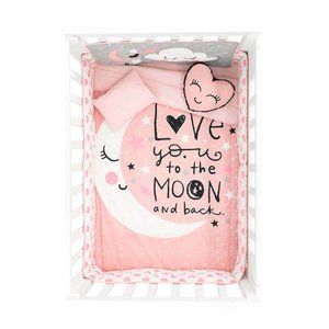 6 Pcs. Pink Moon Print Baby Crib Bedding Set